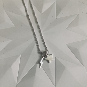 Silver Star and Bolt Necklace