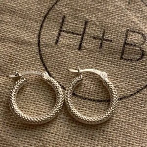 Silver Textured Hoops