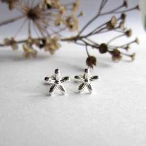 Fine Silver Flower Stud Earrings | Handmade