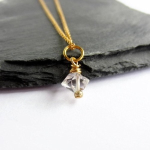 Herkimer Diamond Clear Quartz Crystal Necklace | Silver, Gold or Rose Gold