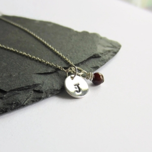 Personalised Sterling Silver Garnet Necklace | January Birthstone