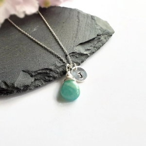 Personalised Sterling Silver Wire Wrapped Amazonite Gemstone Necklace