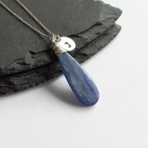Personalised Sterling Silver Wire Wrapped Kyanite Gemstone Necklace