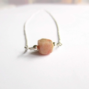 Pink Peruvian Opal Raw Gemstone Necklace | October Birthstone