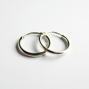 Plain Hinged Hoop Earrings |  Sterling Silver | 12mm
