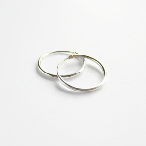 Plain Hinged Hoop Earrings |  Sterling Silver | 16mm