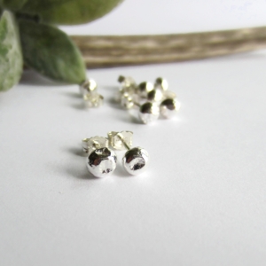 Recycled Sterling Silver Pebble Earrings - Reclaimed Silver Ball Studs