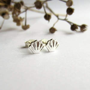 Tiny Fine Silver Seashell Stud Earrings | Handmade