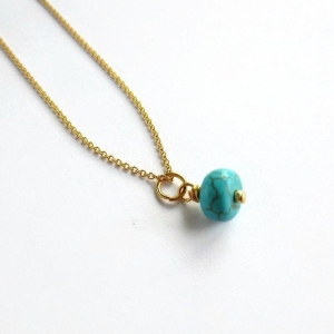 Turquoise Gemstone Pendant Necklace | December Birthstone | Silver, Gold or Rose Gold