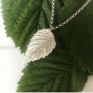 Raspberry Leaf Pendant - Recycled Silver