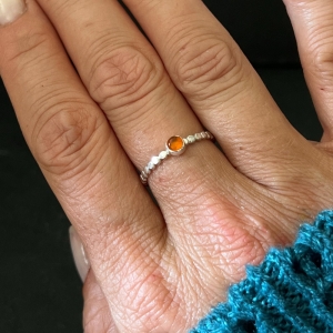 Sterling silver stacking ring with amber gemstone