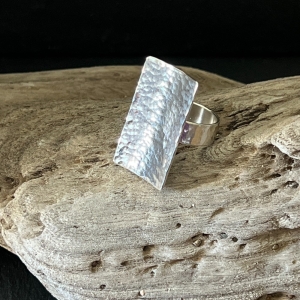 Sterling silver hammered shield ring
