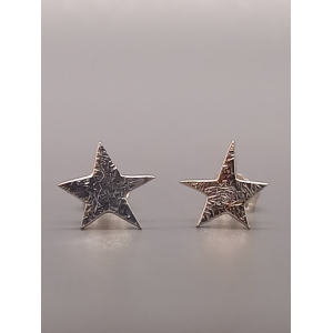 Sterling Silver Stars Earrings With Hammered Finish