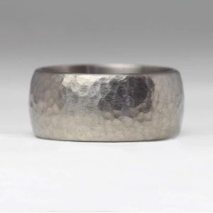 10mm Comfort Planished Titanium Ring