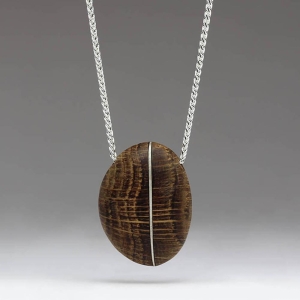 Centred Silver Inlay Pebble Pendant