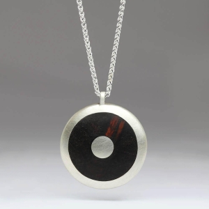 Contemporary Silver and Wood Pendant