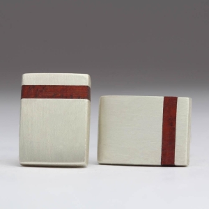 Oblong Silver and Wood Cufflinks - C6