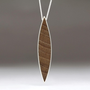 Poly Silver and Wood Pendant