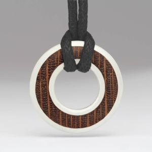 Round Silver and Wood Pendant
