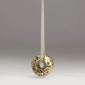 Sandcast 9ct Gold Drop Pendant