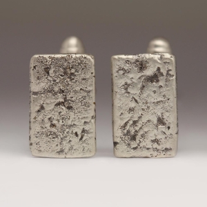 Sandcast Rectangular Silver Cufflinks