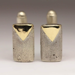 Sandcast Silver and 9ct Gold Triangle Cufflinks
