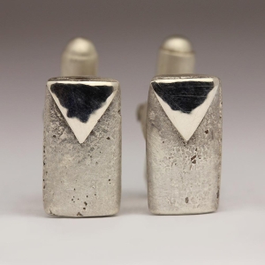 Sandcast Silver Triangle Cufflinks