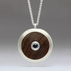 Sapphire and Wood Pendant