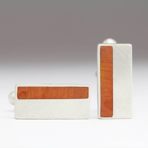 Smart Silver and Yew Cufflinks - C3L