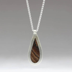 Teardrop Silver and Wood Pendant