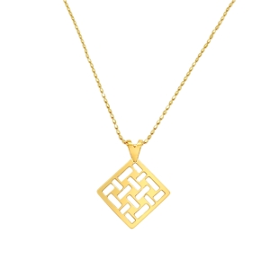 Devotion 18ct Yellow Gold Vermeil Woven Square Pendant Necklace