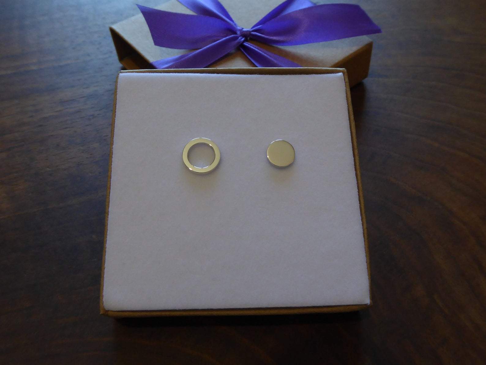 Disc Stud Earrings, Silver Ring Earrings