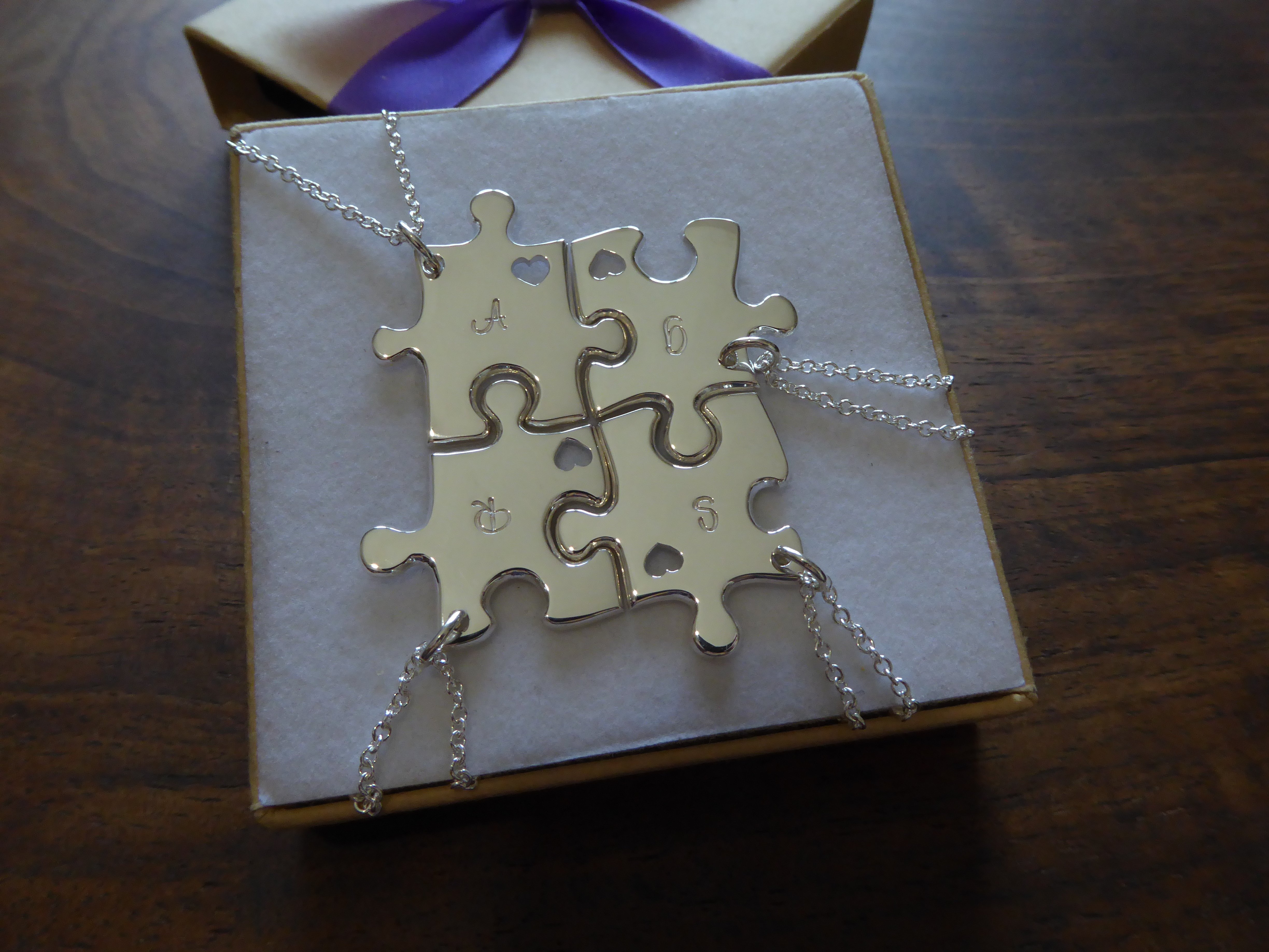 4 Piece Puzzle Heart Necklace Set | 4 Piece Necklace Set – Delena Designs