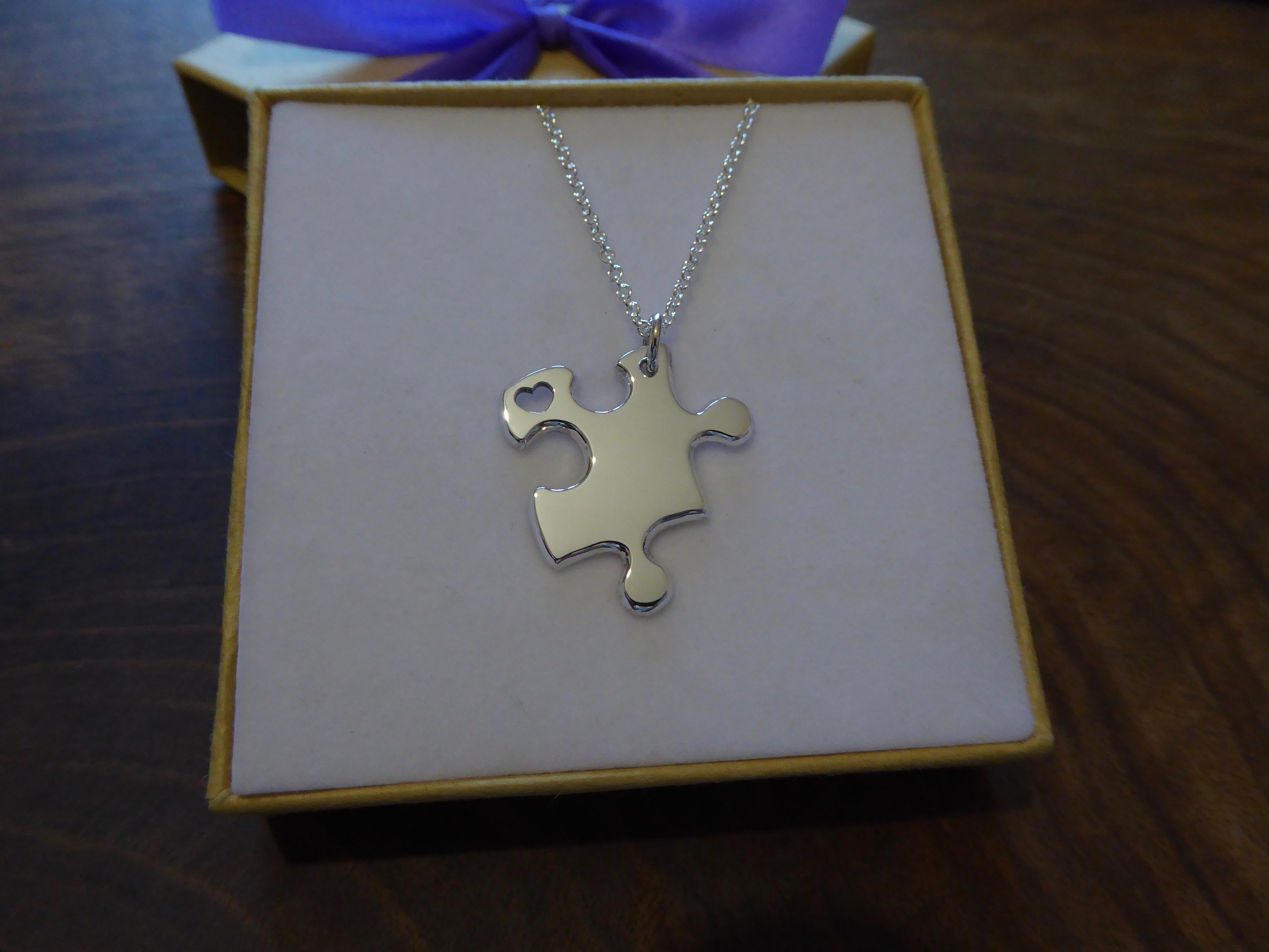 Silver Puzzle Necklace with Heart