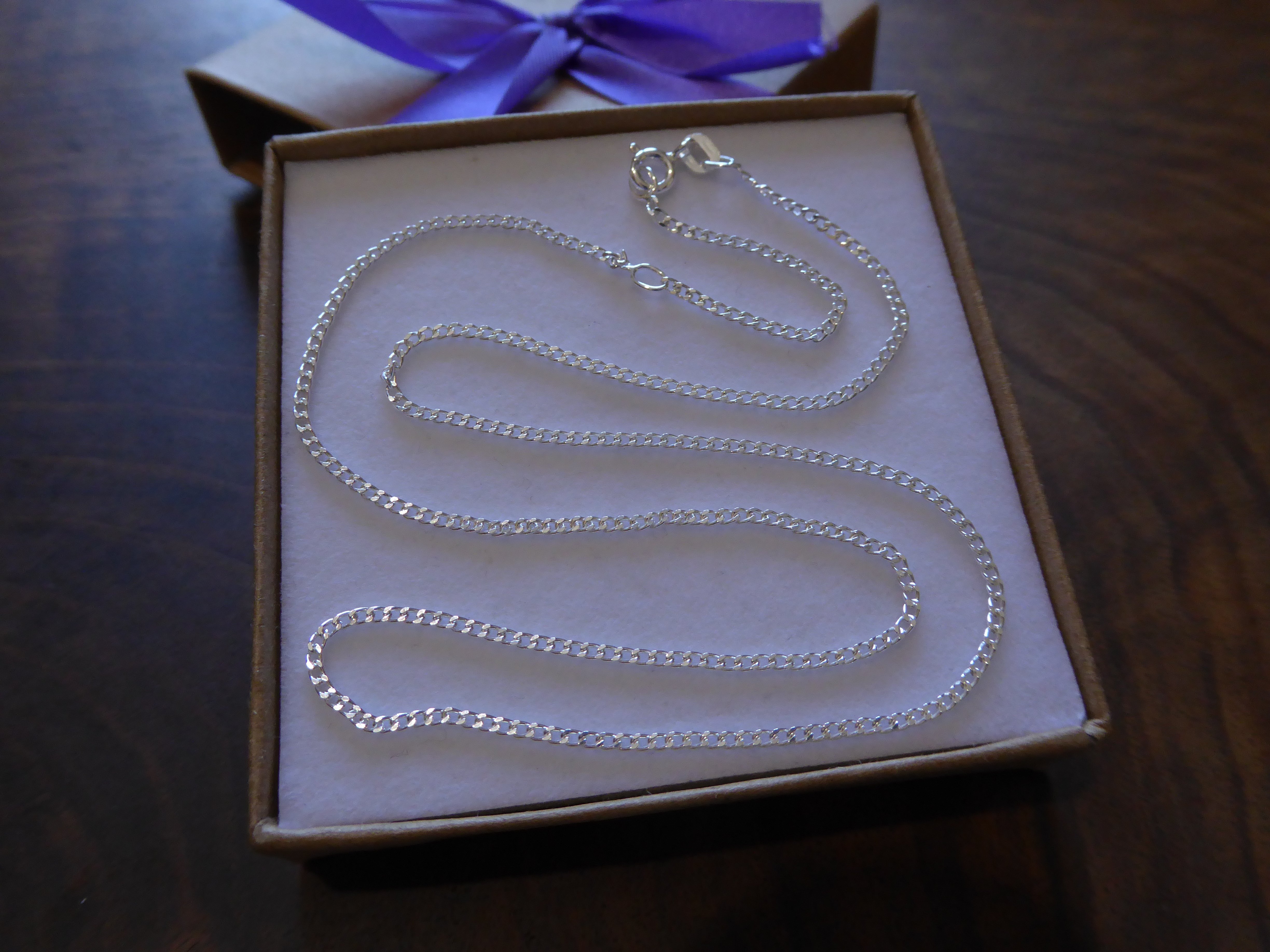 Sterling Silver Diamond Cut Curb Chain with extender 16”-18”