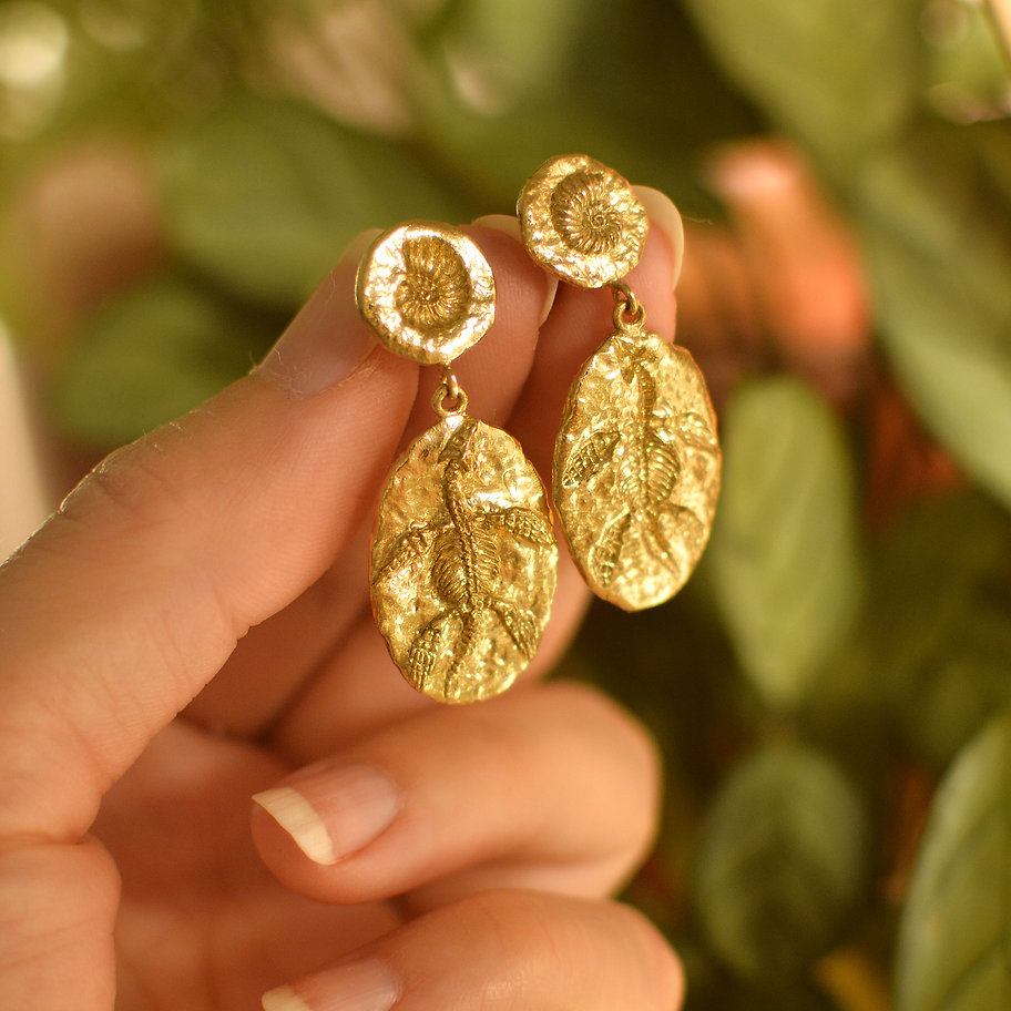 Catherine Zoraida Double Leaf Gold Plated Silver Hook Earrings - felt