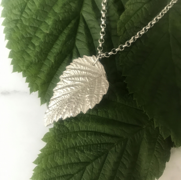 Raspberry Leaf Pendant - Recycled Silver