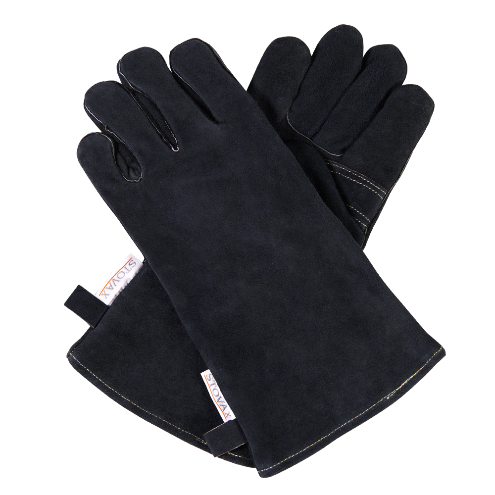 Stovax Stove Fire Gauntlet Gloves XL Large & Regular Black Heat Leather Glove 