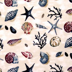 Seaside Seashells Sea Spray Gloss Oilcloth