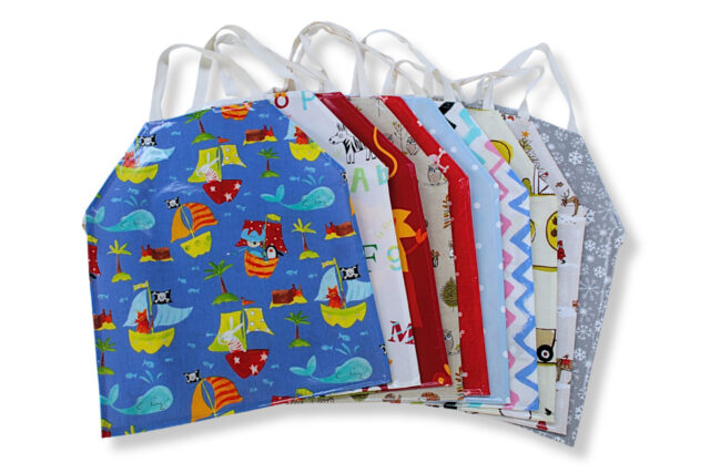Bundle of 10 Children's Large Wipe Clean Oilcloth Aprons