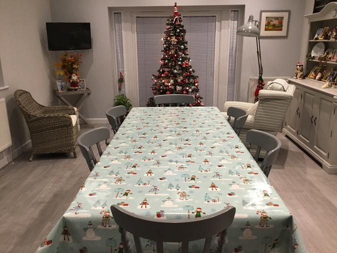 Elf Duckegg Wipe Clean Christmas tablecloth