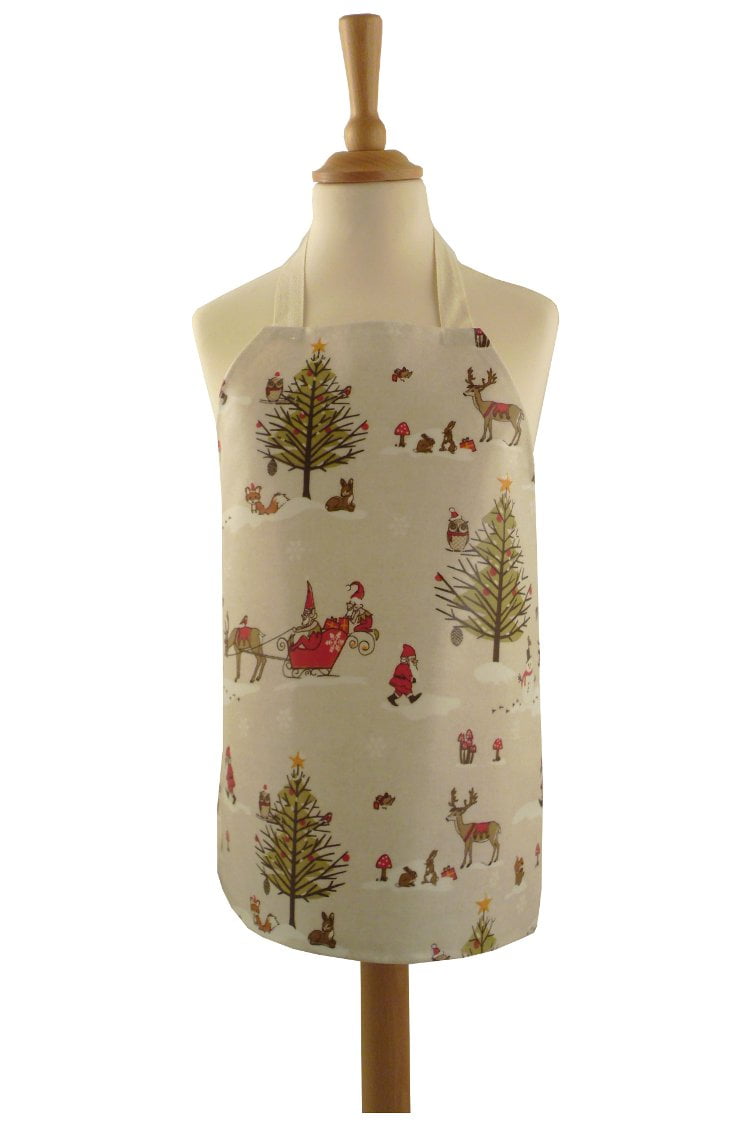 christmas woodland children's oilcloth apron