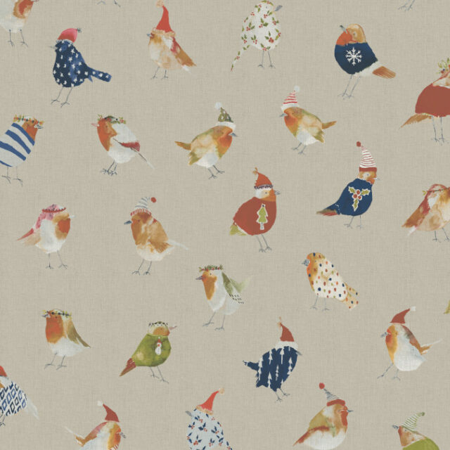 Christmas Robins Gloss Wipe Clean Oilcloth Tablecloth
