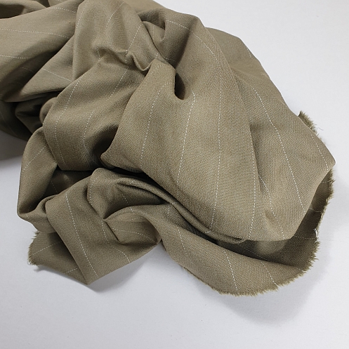 Camel Polyester/Lycra Herringbone Stretch Suiting - NY Designer - 56W >  Suiting Fabric > Fabric Mart