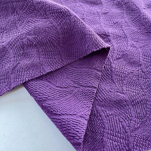 Mind the Maker – Organic Brushed Jacquard Knit – Large Check - Indigo/Lilac  - Stonemountain & Daughter Fabrics