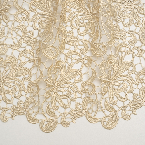 Ivory guipure with chantilly lace fabric - Guipure lace - lace fabric from