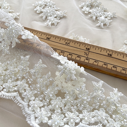Minerva Core Range Beaded Embroidered Tulle Lace Fabric
