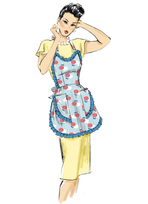 BUTTERICK SEWING PATTERN 6467 MISSES 8-22 RETRO/VINTAGE STYLE HALF & FULL APRONS 