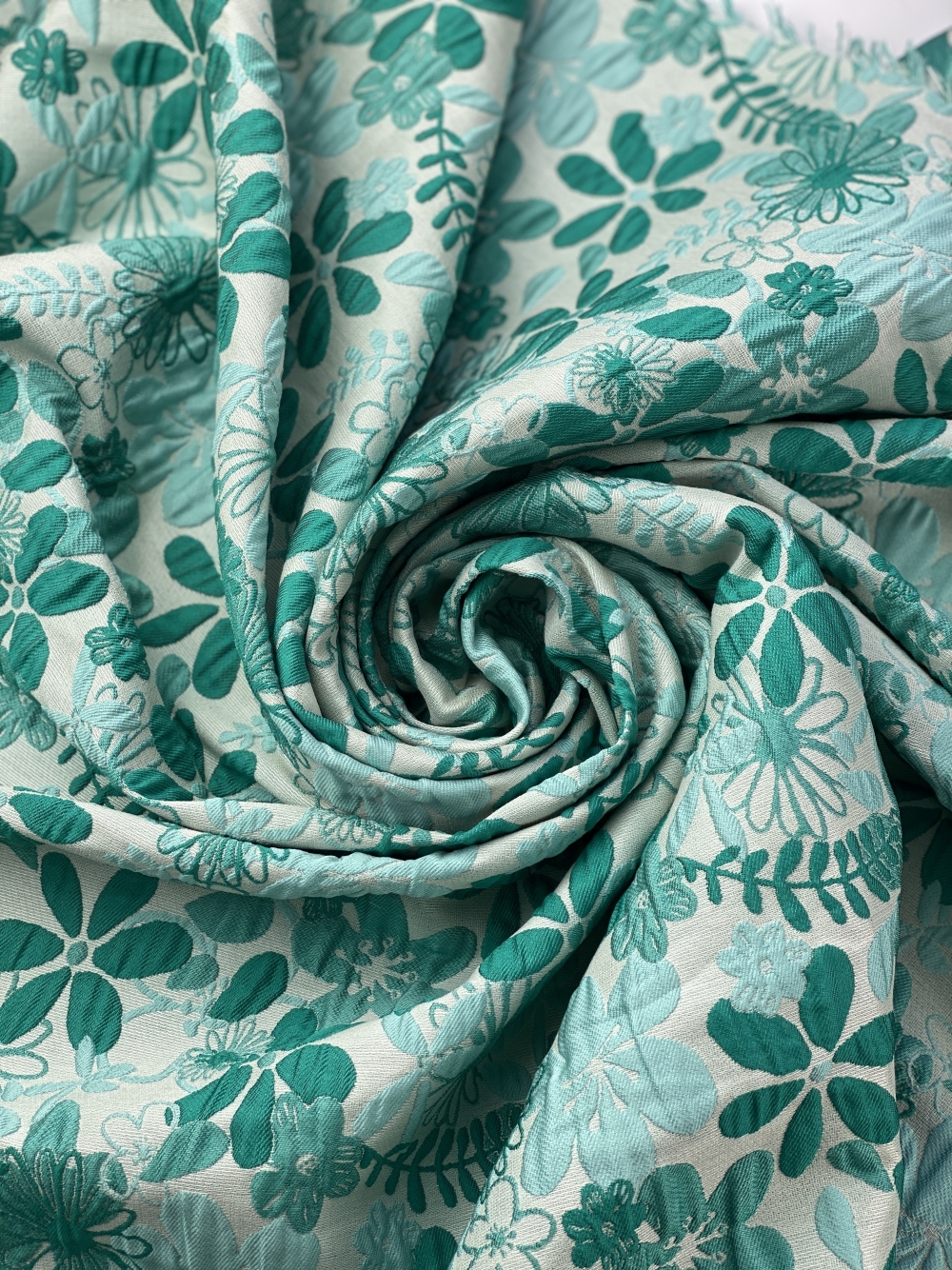 EM-MondRoseBrocade3054-Ivory-M Textured Rose Stretch Brocade Dress Fabric 
