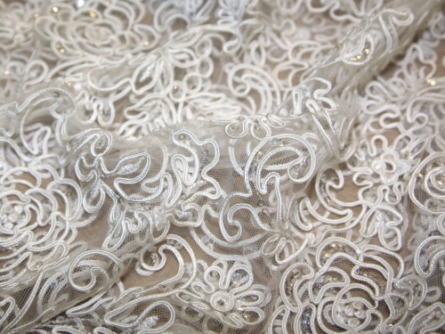 Samara Sequin Mesh Fabric Ivory